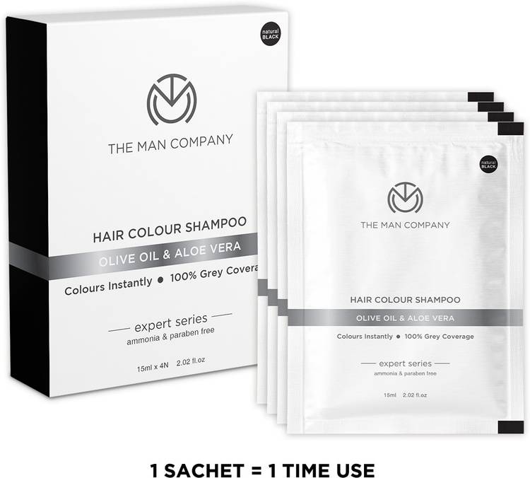 The Man Company Hair Colour Shampoo Black - Olive Oil and Hibiscus , Black