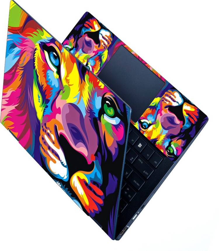 dzazner HD Printed Full Panel Laptop Skin Sticker Vinyl Fits Size Upto 15.6 inches No Residue, Bubble Free - Tiger Art Vinyl Laptop Decal 15.6