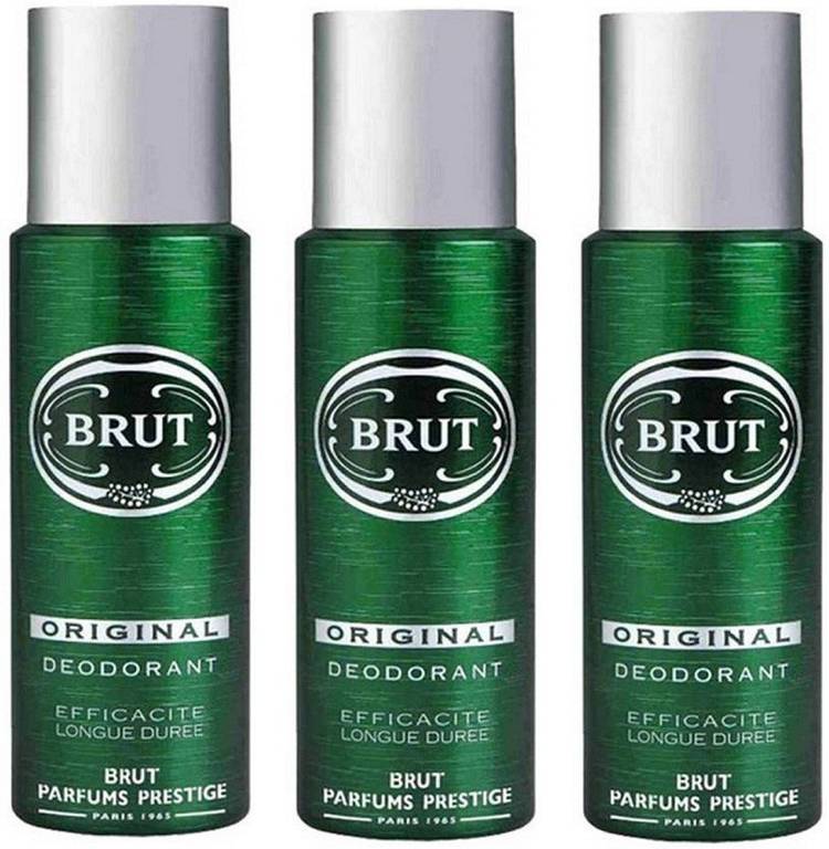 BRUT Original Deodorant for Men | Long Lasting Robust Fragrance 3x200ml Deodorant Spray  -  For Men