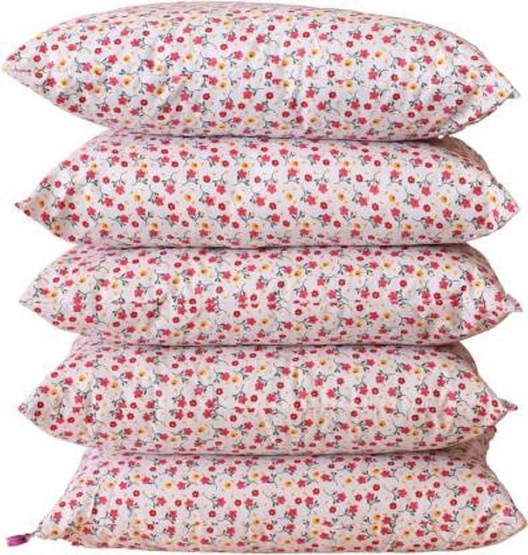 GKM Microfibre, Polyester Fibre Floral Sleeping Pillow Pack of 5