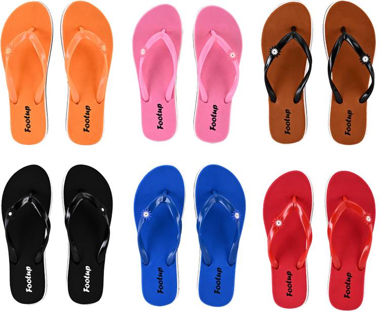 Womens Comfortable Stylish Trending Classy Slippers and flipflop combo (Pack Of 6 pairs) Flip Flops