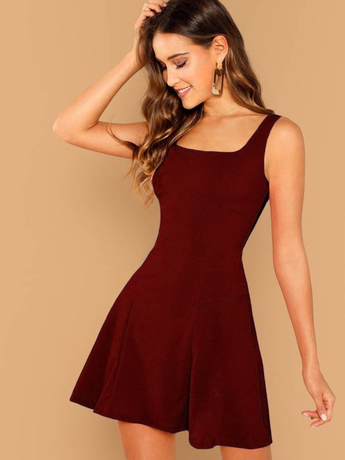 Women A-line Maroon Dress Price in India