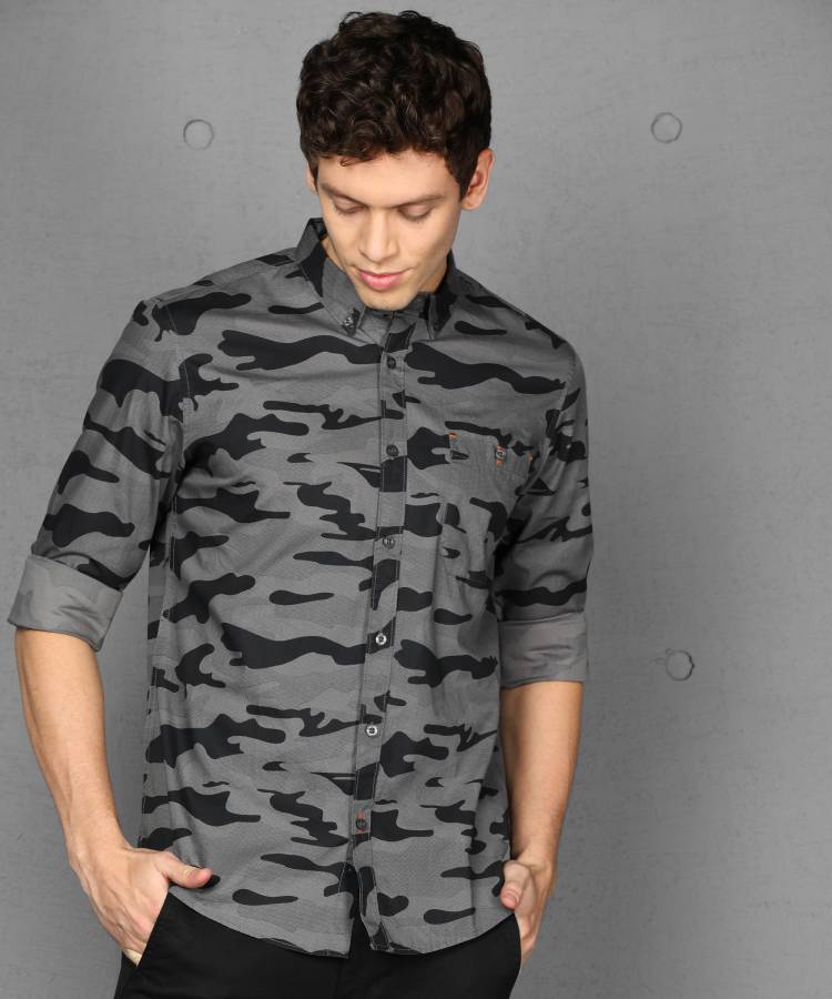 Men Slim Fit Military Camouflage Casual Shirt Price in India