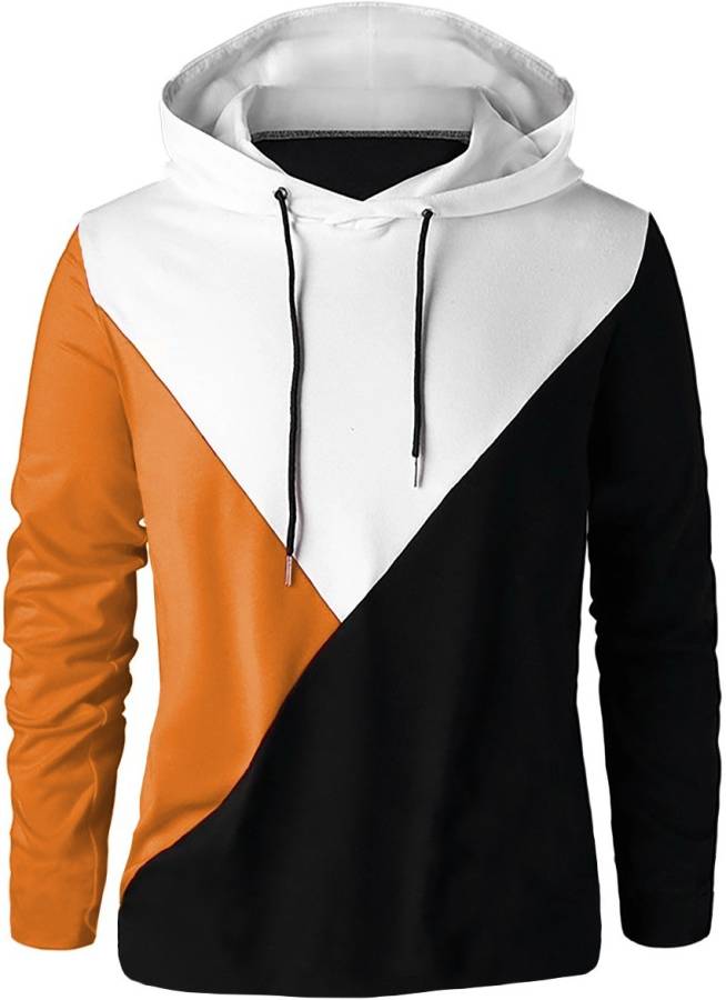 Color Block Men Hooded Neck Multicolor T-Shirt Price in India