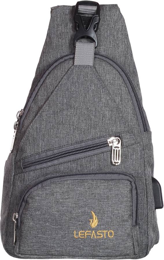 lefasto grey massenger bag with usb Waterproof Messenger Bag
