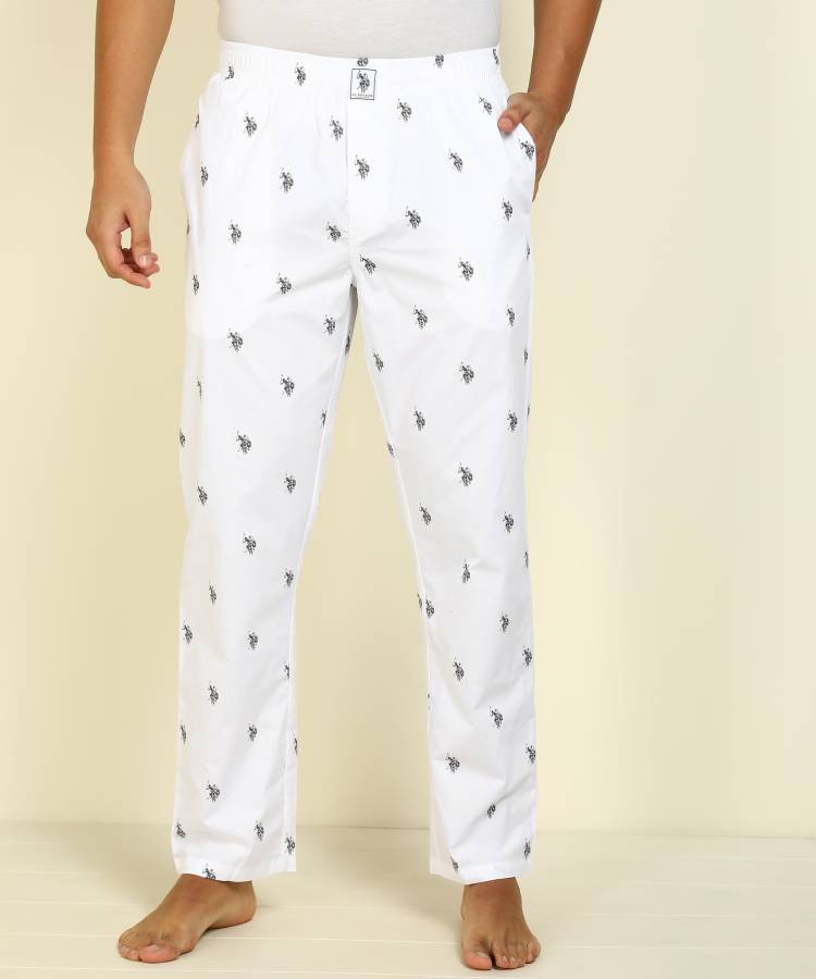 Printed Men White Track Pants