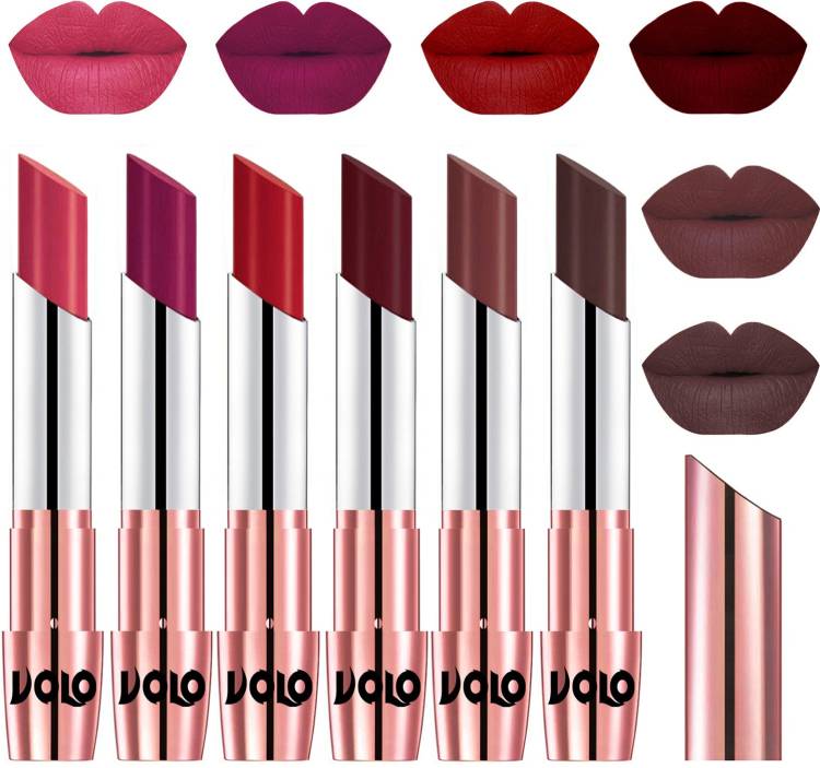 Volo Professional Makeup Creamy Matte Lipstick for Women Combo of 6 Pcs Code-57 Price in India