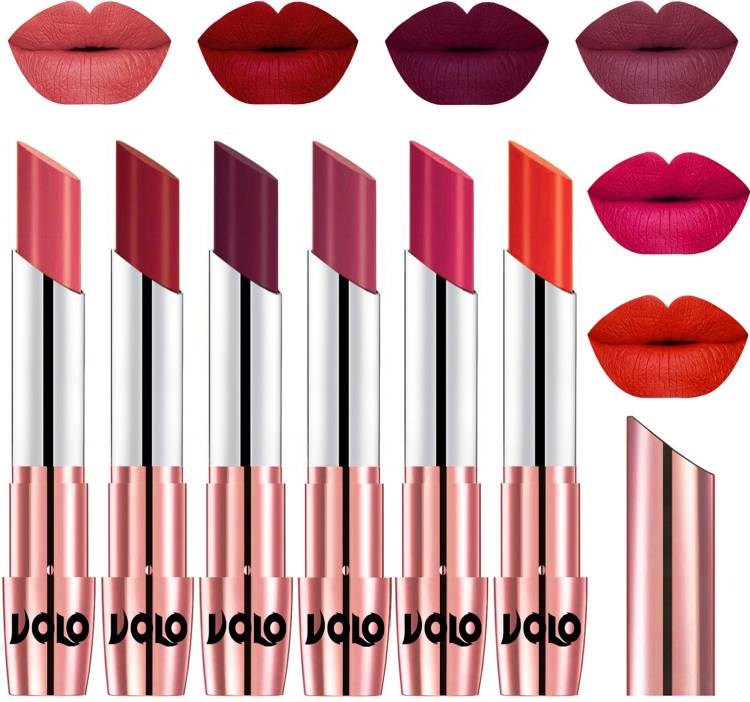 Volo High Pigment Long Stay Cr�me Matte Lipstick Set of 6 Pcs Code-18 Price in India
