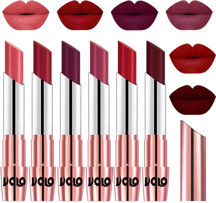 Volo High Pigment Long Stay Cr�me Matte Lipstick Set of 6 Pcs Code-14 Price in India