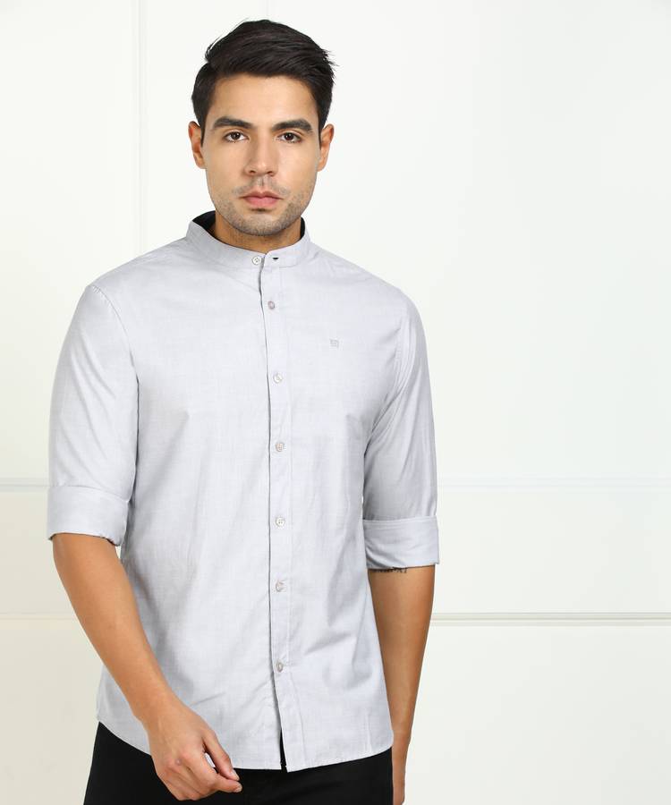 Men Solid Casual Grey Shirt