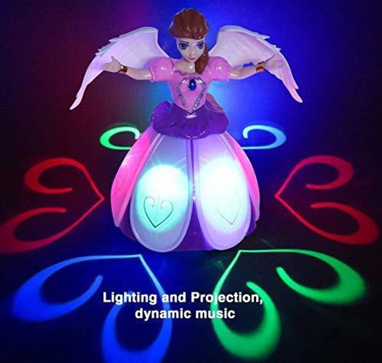 mega shine Dancing Doll Princess Musical 360* Rotating Angel Girl Flashing Lights Music