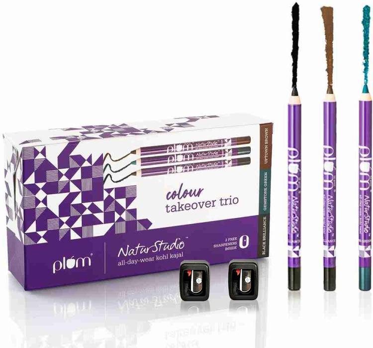 Plum Colour Takeover Trio Kajal Gift Set | Smudge-Proof, Ophthalmologically Tested Price in India