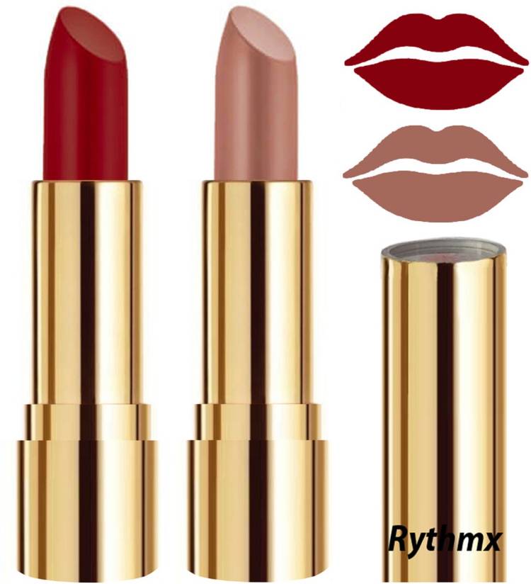 RYTHMX Lipstick Makeup Set of 2 Pcs Creme Matte Collection Long Stay on Lips Code no-321 Price in India