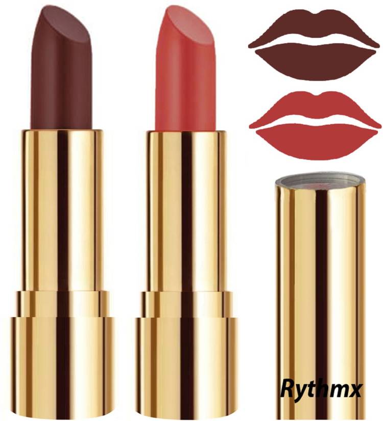 RYTHMX Lipstick Makeup Set of 2 Pcs Creme Matte Collection Long Stay on Lips Code no-255 Price in India