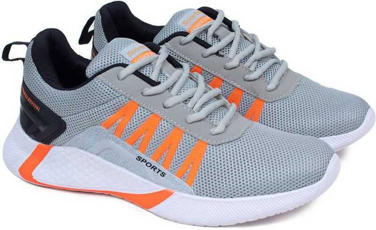New -02 Grey Orange Training & Gym Shoes For Men