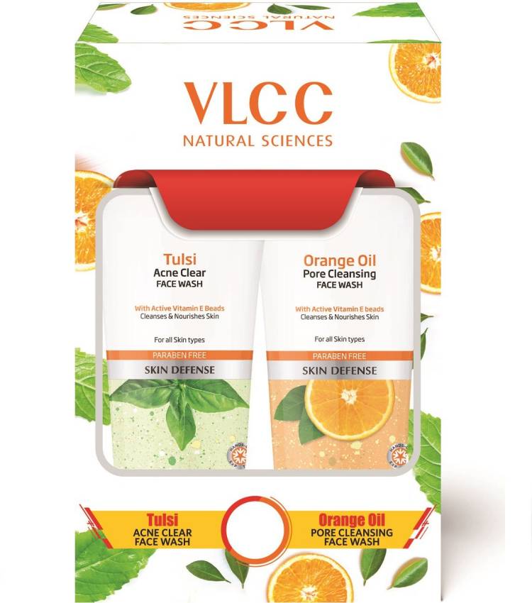 VLCC Tulsi Acne Clear + Orange Oil Pore Cleansing  (2 x 150ml) Face Wash Price in India