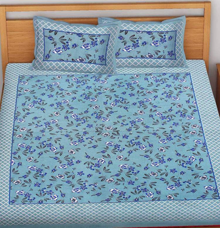 BEDAFFAIR 104 TC Cotton Double Floral Bedsheet