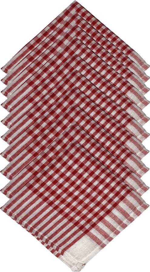 GOWRI TEX Kitchen Towel /dining towel/napkin/Manan kitchen/kitchen Waste Cloth Multicolor Napkins Pack Of 10 Red, White Napkins