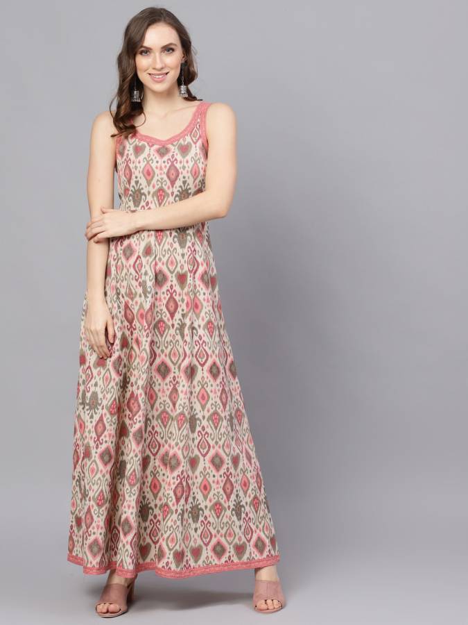 Women A-line Beige Dress Price in India