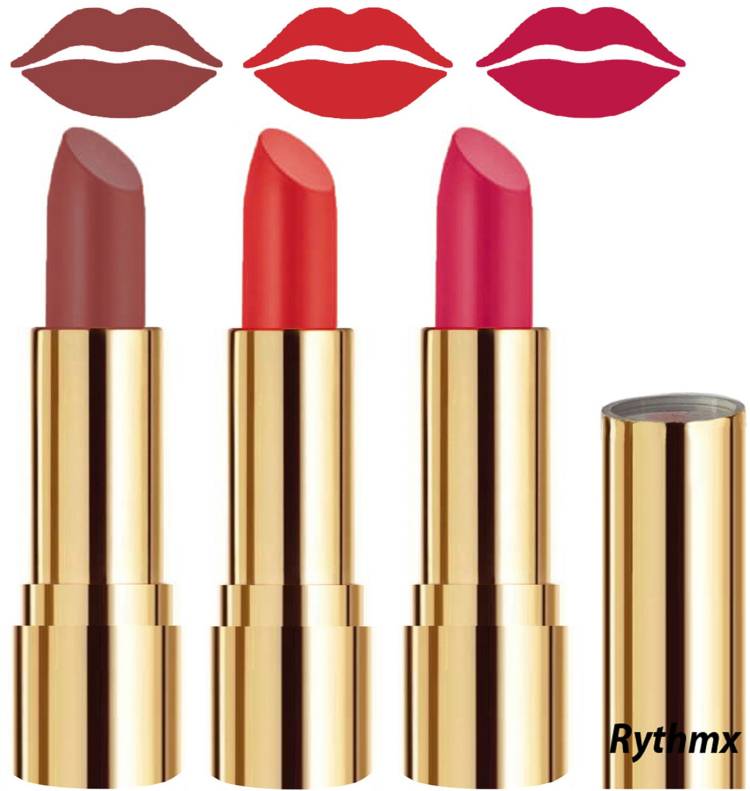 RYTHMX Soft Creme Matte Lip Colors Collection Combo Set of 3 Pcs Code no-1105 Price in India
