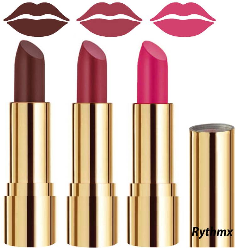 RYTHMX Soft Creme Matte Lip Colors Collection Combo Set of 3 Pcs Code no-1255 Price in India