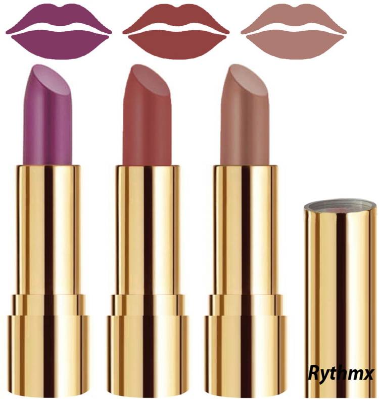 RYTHMX Soft Creme Matte Lip Colors Collection Combo Set of 3 Pcs Code no-1401 Price in India