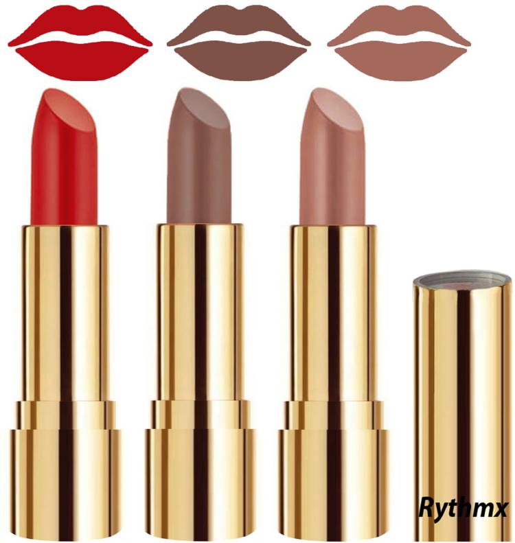 RYTHMX Soft Creme Matte Lip Colors Collection Combo Set of 3 Pcs Code no-1599 Price in India