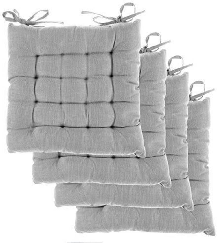 Donda Polyester Fibre, Microfibre Solid Chair Pad Pack of 4