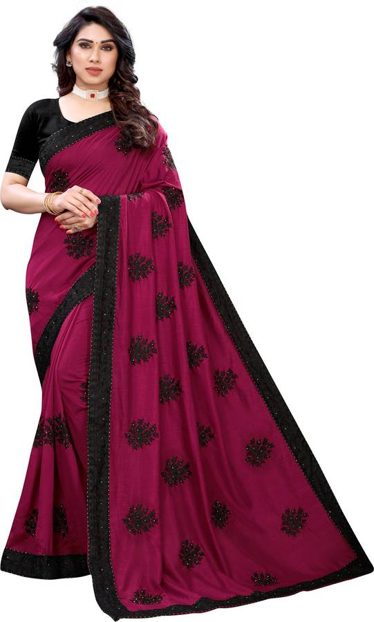 Embellished, Embroidered Kanjivaram Poly Silk Saree