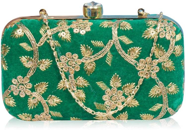 Casual, Party, Formal Green, Gold  Clutch