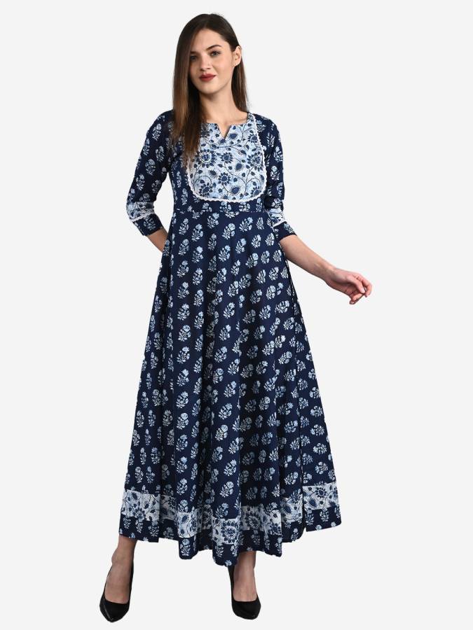 Women Printed Pure Cotton Ethnic Dress Price in India