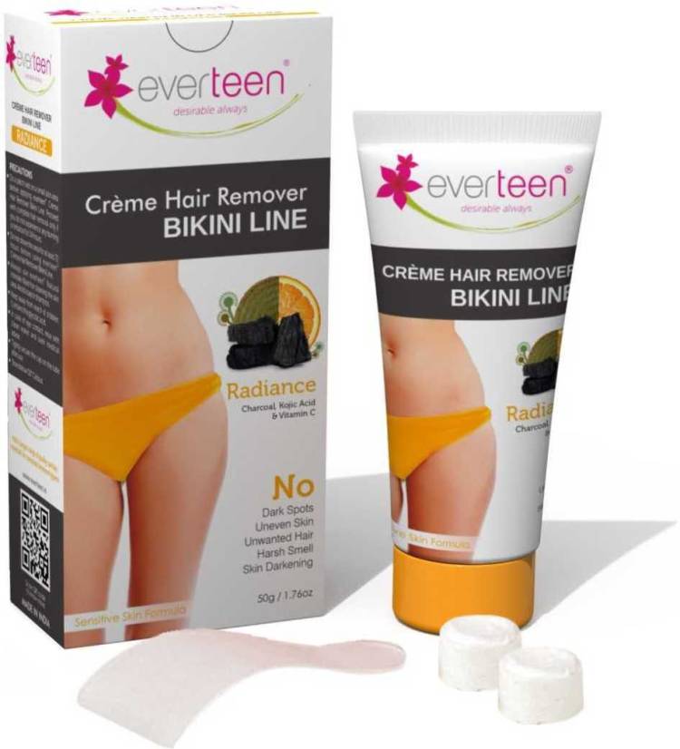 everteen RADIANCE Bikini Line Hair Remover Creme with Charcoal, Kojic Acid and Vitamin C - 1 Pack (50g) Cream Price in India