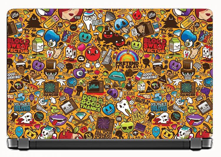 KALARKARI Laptop Skin sticker-bomb Premium Matte vinyl HD printed Easy to Install Laptop Skin/Sticker/Decal/Vinyl/Cover for all size laptops upto 15.6 vinyl Laptop Decal 15.6