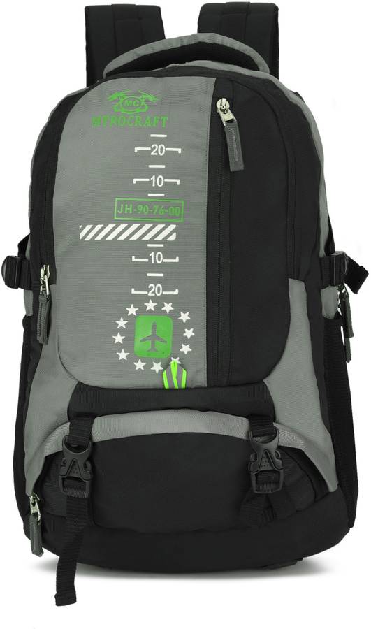 Large 35 L Laptop Backpack Unisex Grey & Black Large size Printed Laptop cum Backpack-5 With Rain Cover