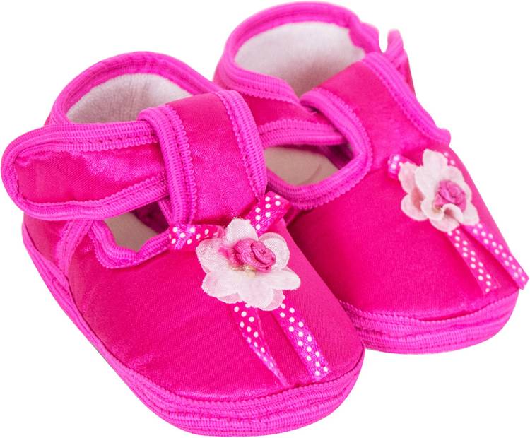 Neska Moda 6 To 12 Month Satin Party Wear Baby Girls Velcro Booties