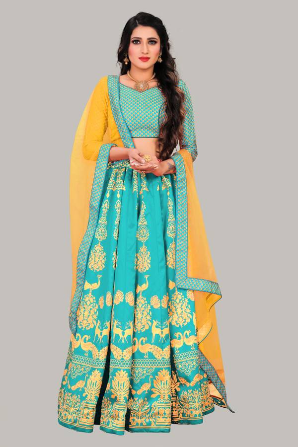 Printed, Digital Print Semi Stitched Lehenga Choli