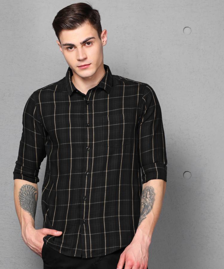 Men Slim Fit Checkered Casual Shirt Price in India