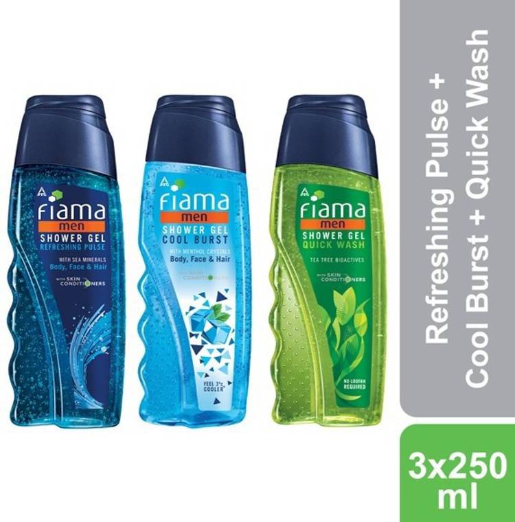 FIAMA Men Refreshing Pulse, Cool Burst and Quick Wash Shower Gel, Pack of 3