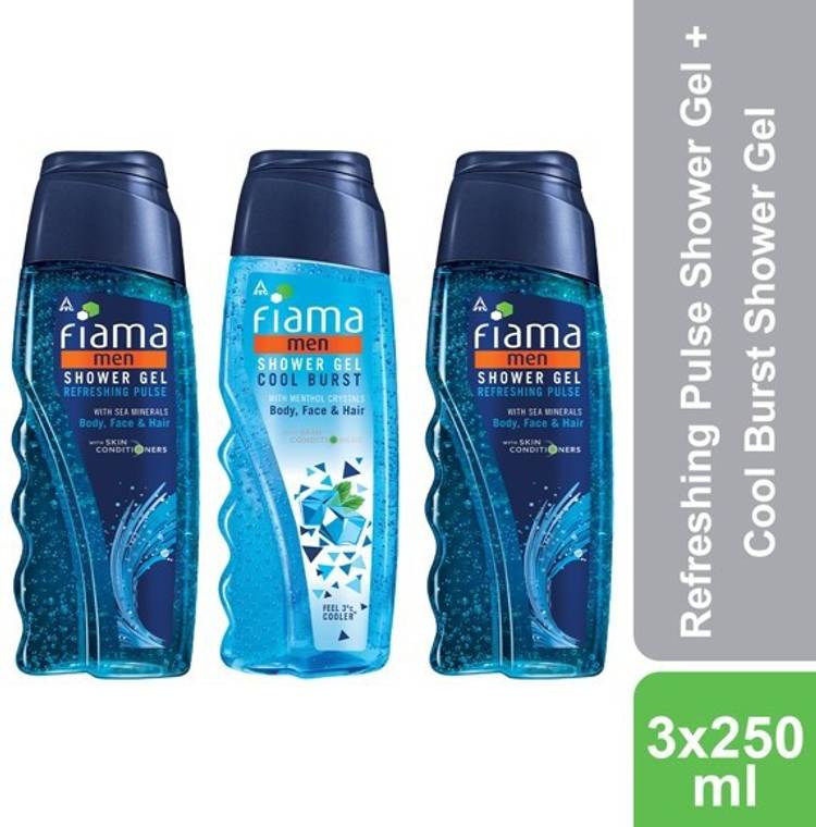 FIAMA Men Refreshing Pulse and Cool Burst Shower Gel, Pack of 3