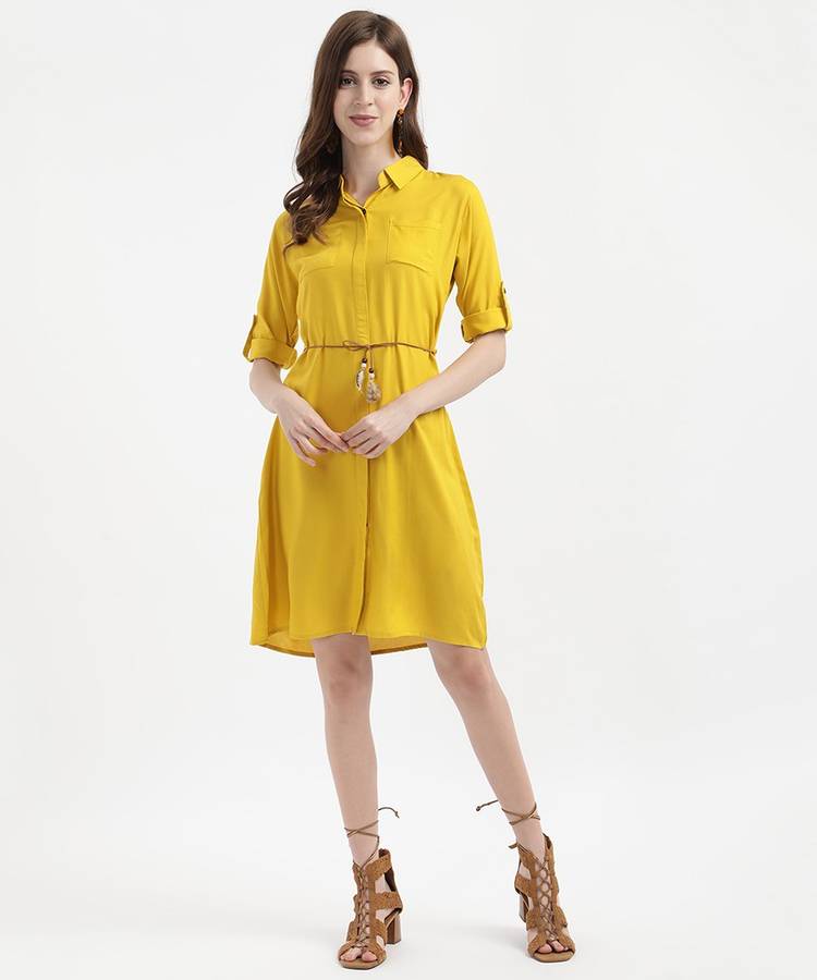 Women Shirt Yellow Dress