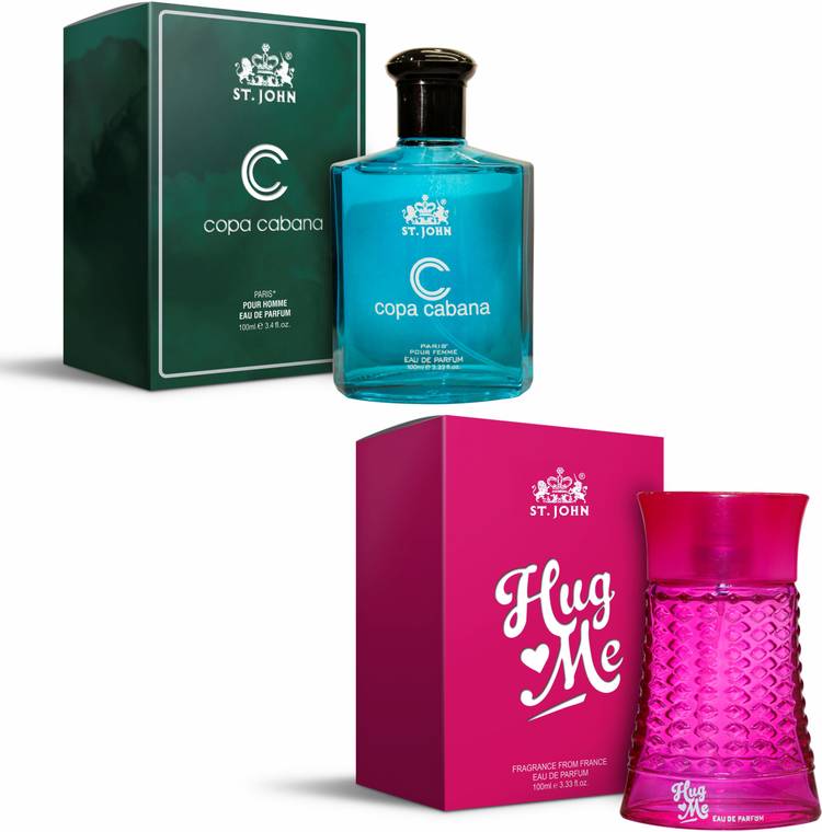 ST-JOHN Perfume Combo of 2 Perfumes | Hug Me Perfume 100 ml For Women | Copa Cabana Perfume 100ml For Men Eau de Parfum  -  200 ml