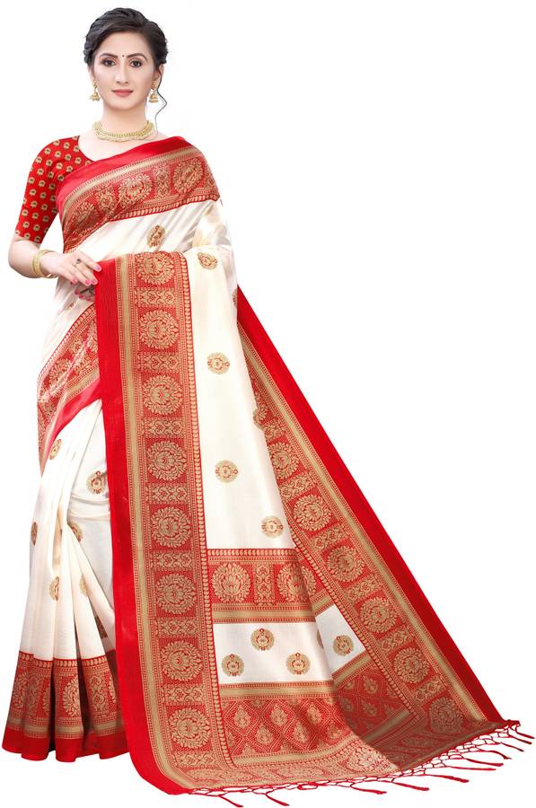 Floral Print, Paisley Mysore Art Silk Saree