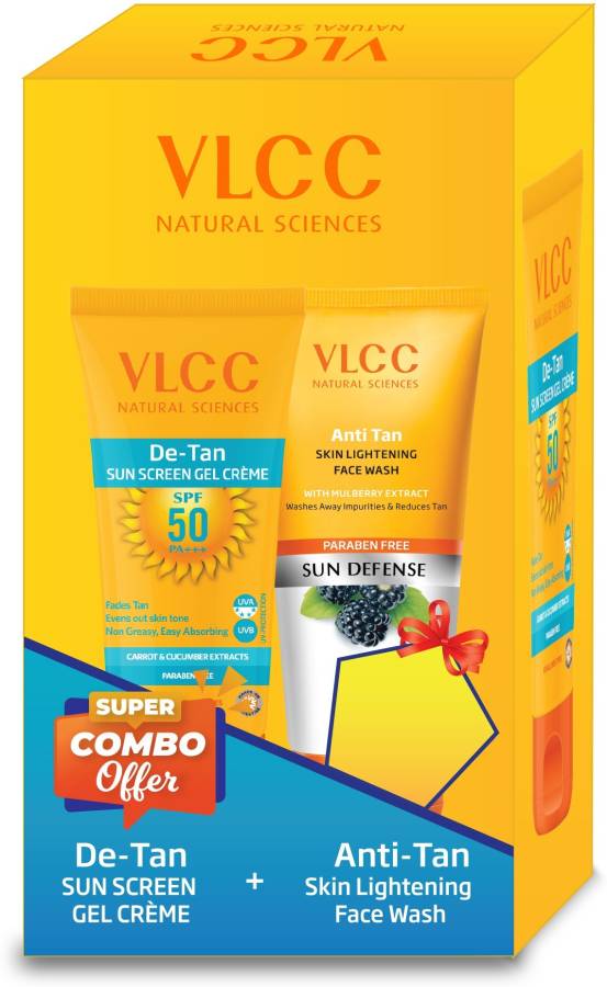 VLCC Anti Tan Face Wash & De Tan SPF 50 Sunscreen Gel Crème Combo Price in India