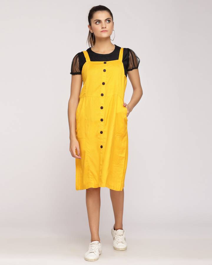 Women Two Piece Dress Yellow Dress