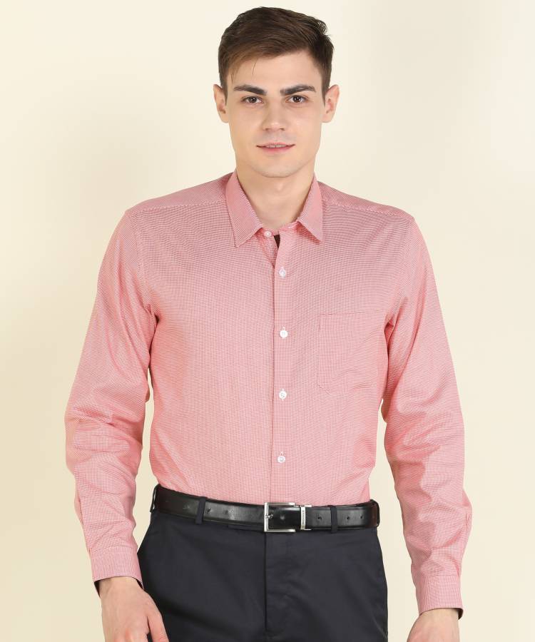 Men Slim Fit Houndstooth Formal Shirt