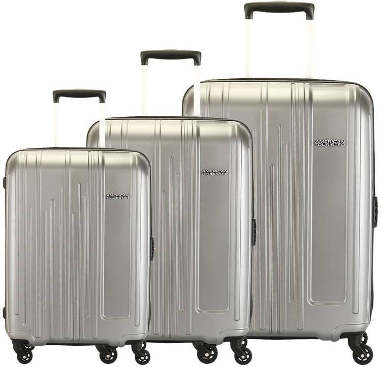 Hard Body Set of 3 Luggage - AMT HAMILTON SP 3PCS SET SILVR - Silver