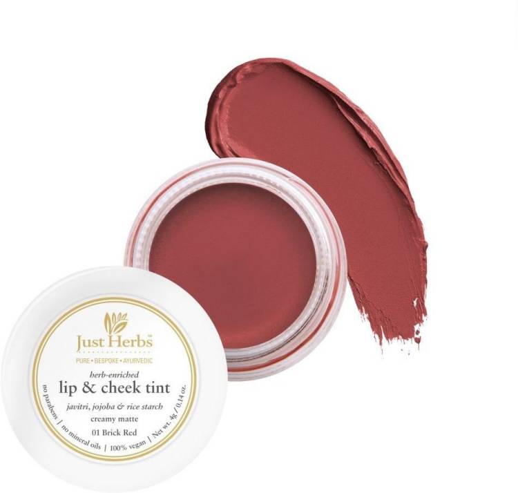 Just Herbs Creamy Matte Lip & Cheek Tint Blush For All Skin Type - Brick Red Lip Stain Price in India