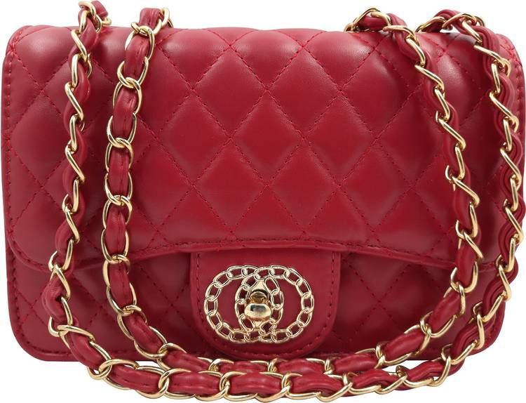 Red, Gold Women Sling Bag