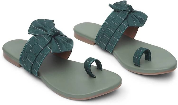 Women Green Flats Sandal Price in India