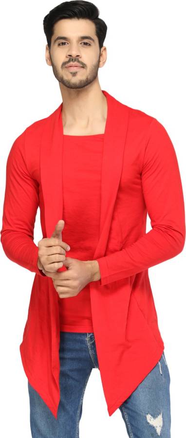 Men Full Sleeve Red Shrug